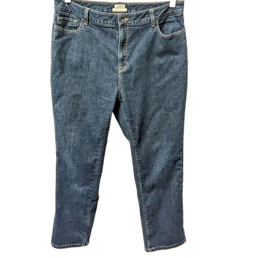 L.L. Bean Women's Green Lined Jeans Mid-Rise Dark Wash Sz 18 CabinCore Gorpcore